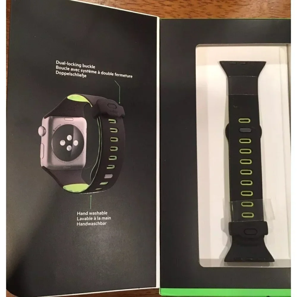 Belkin Sport Band For Apple Watch 38mm Black Green NIB